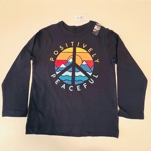 Gap Young Girl/Toddler 5T Graphic/ Peace sign Full Sleeve Navy Shirt NWT